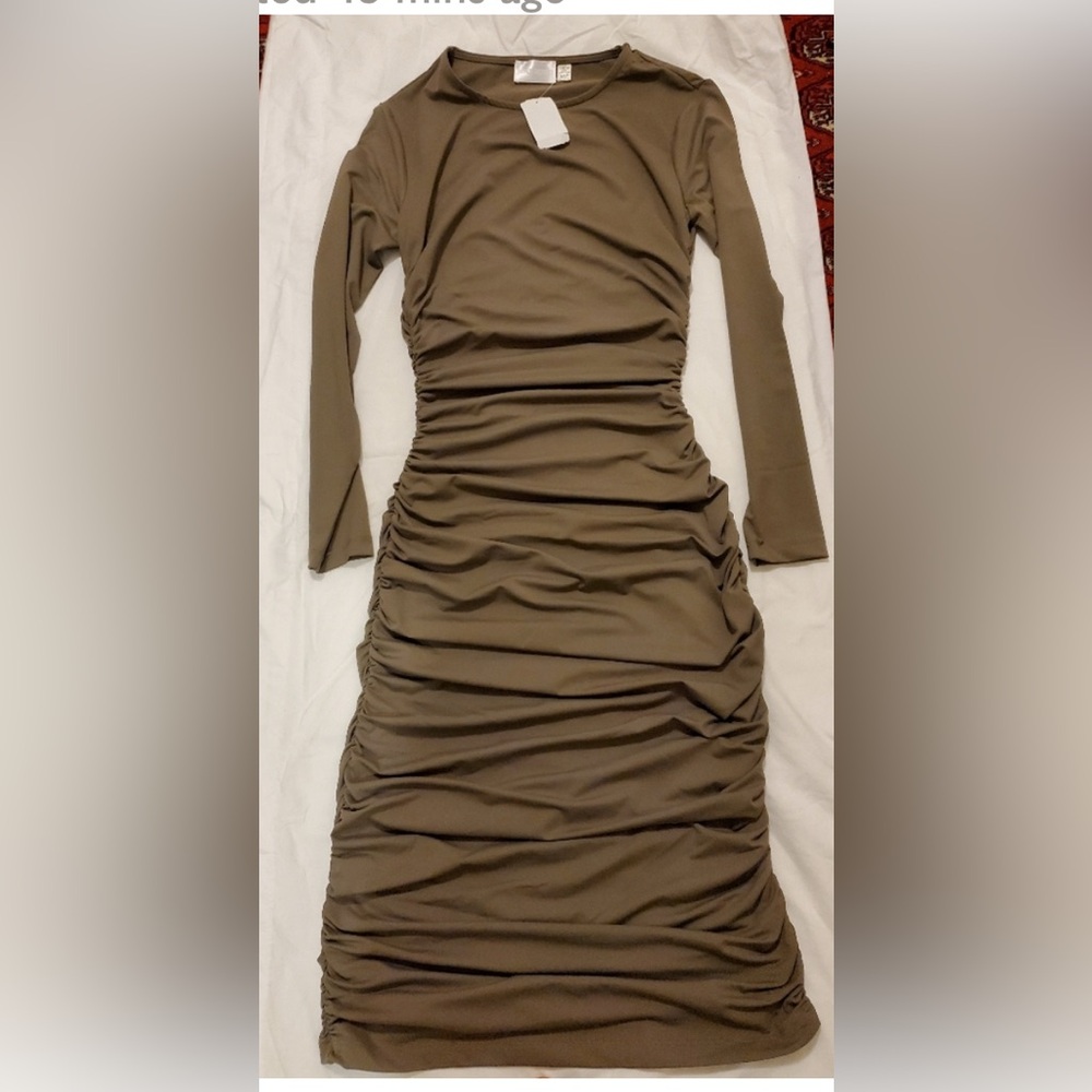 SEVEN SISTERS-Ruched Midi Dress